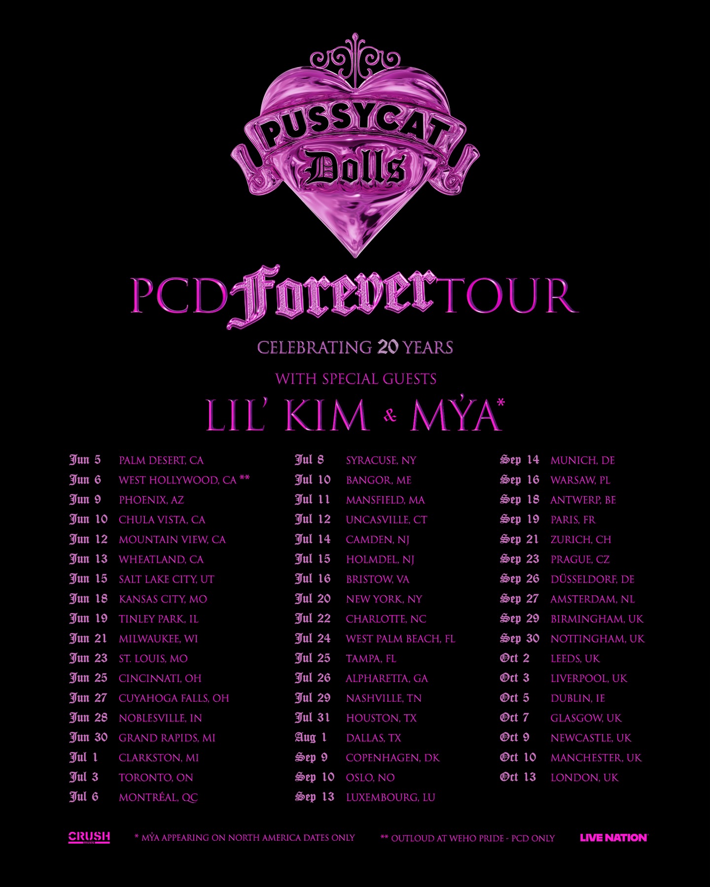 The Pussycat Dolls PCD Forever Tour Poster 2026
